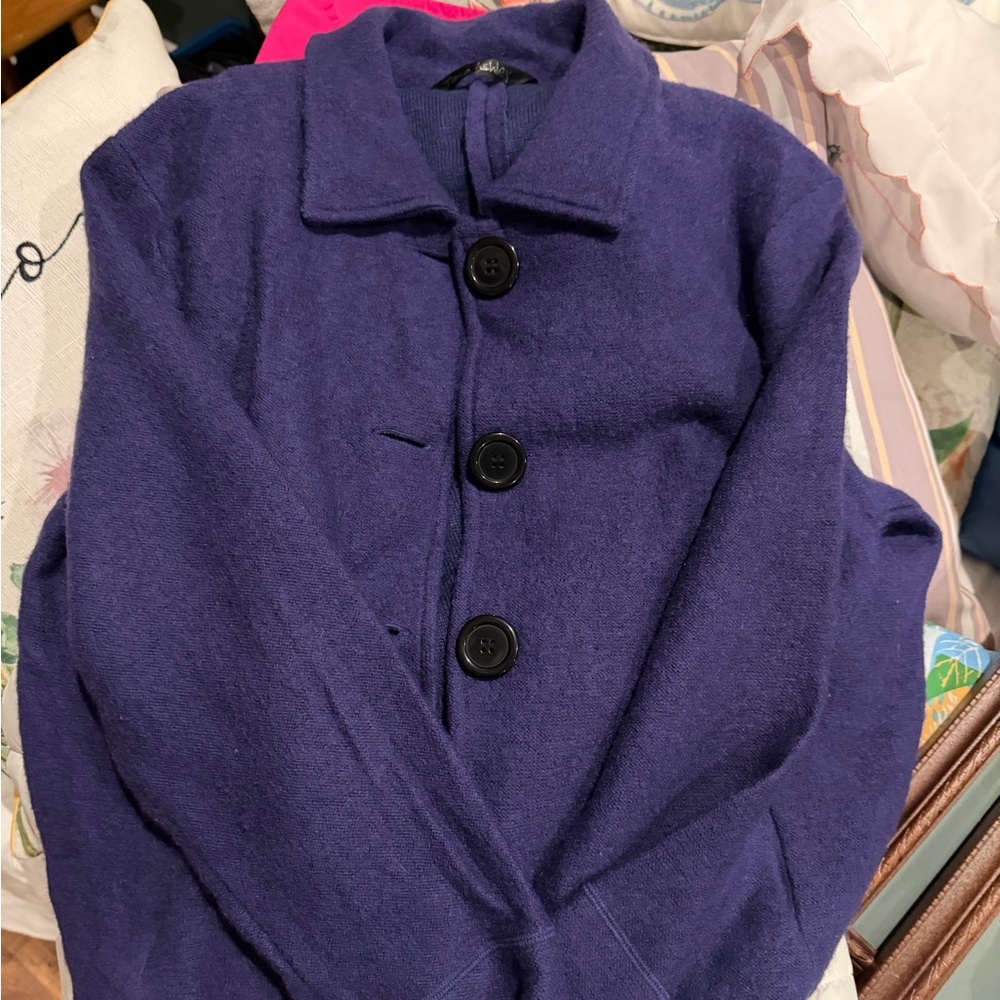 Jane Ashley Elegant Purple Cardigan with Black Buttons